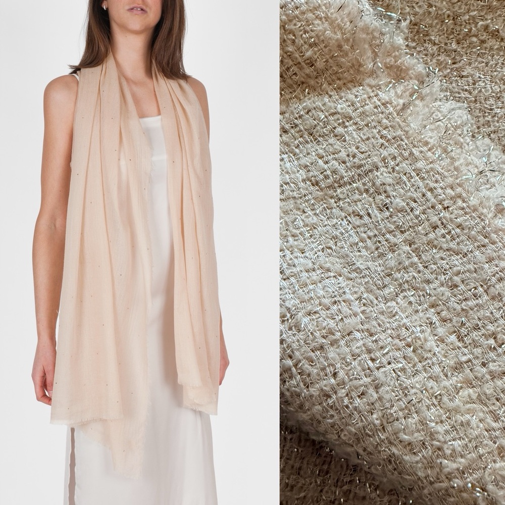 Gaynor Bongard Evan Rosa Blush Pink Metallic Mohair Blend Scarf NWT